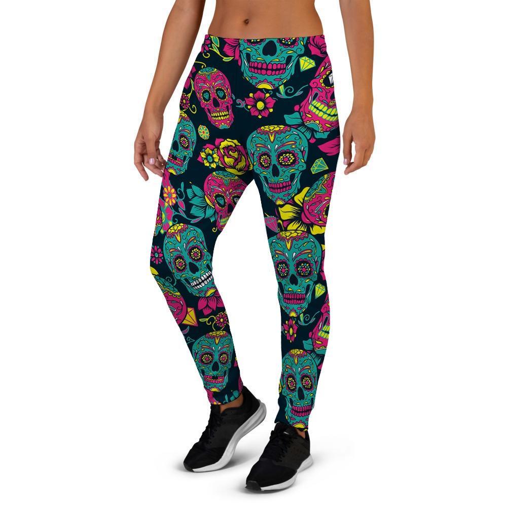 Sugar Skull Print Women's Joggers-grizzshop