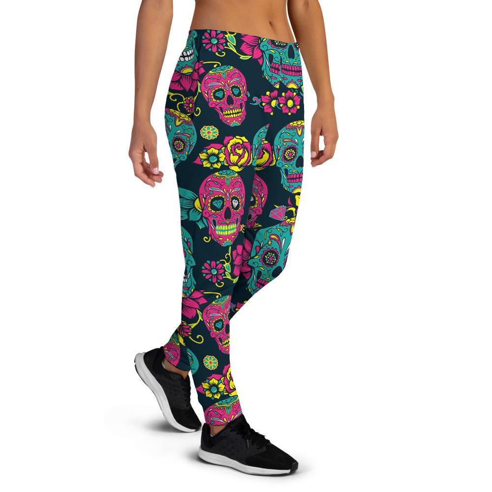 Sugar Skull Print Women's Joggers-grizzshop