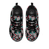 Sugar Skull Rose Floral Print Pattern Black Sneaker-grizzshop