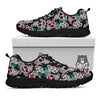 Sugar Skull Rose Floral Print Pattern Black Sneaker-grizzshop