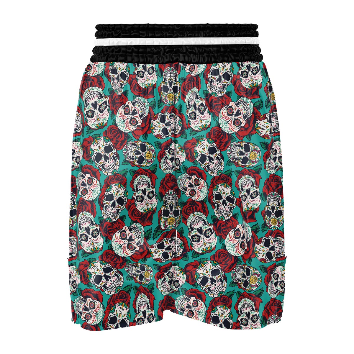 Sugar Skull Rose Flower Print Pattern Boxing Shorts-grizzshop