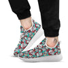 Sugar Skull Rose Flower Print Pattern White Athletic Shoes-grizzshop