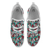 Sugar Skull Rose Flower Print Pattern White Athletic Shoes-grizzshop