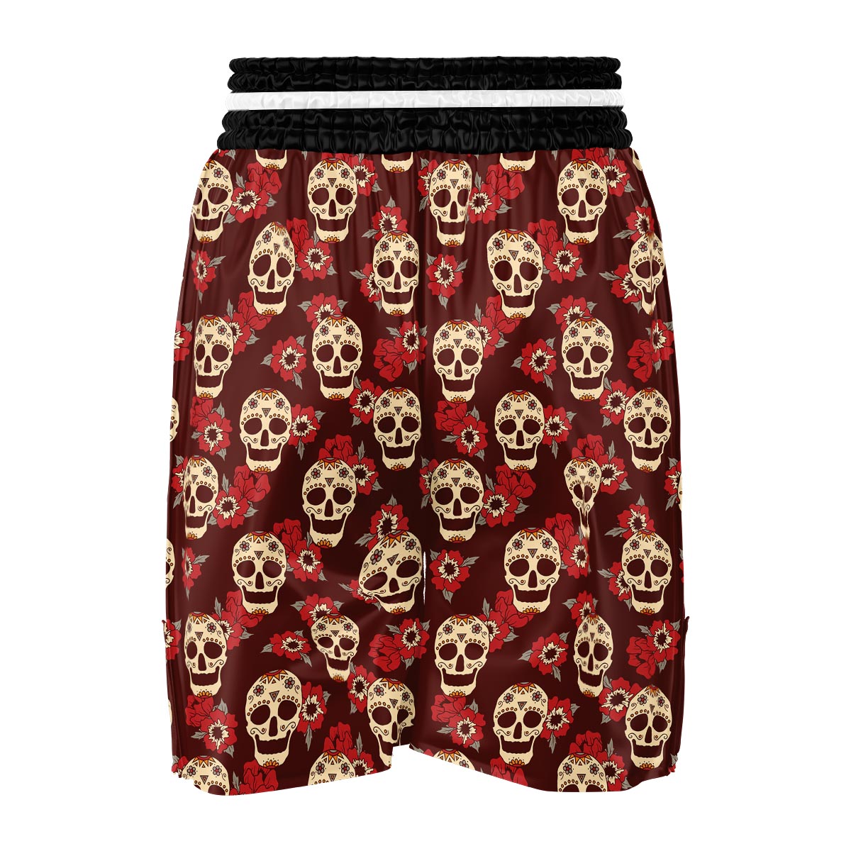 Sugar Skull Rose Print Pattern Boxing Shorts-grizzshop