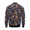 Sugar Skull Skeleton Girly Feather Boho Pattern Print Men's Bomber Jacket-grizzshop