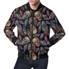 Sugar Skull Skeleton Girly Feather Boho Pattern Print Men's Bomber Jacket-grizzshop