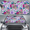 Sugar Skull Skeleton Girly Floral Pattern Print Car Sun Shade-grizzshop