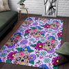 Sugar Skull Skeleton Girly Floral Pattern Print Floor Mat-grizzshop