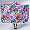 Sugar Skull Skeleton Girly Floral Pattern Print Hooded Blanket-grizzshop