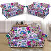 Sugar Skull Skeleton Girly Floral Pattern Print Loveseat Cover-grizzshop