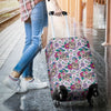 Sugar Skull Skeleton Girly Floral Pattern Print Luggage Cover Protector-grizzshop