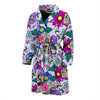 Sugar Skull Skeleton Girly Floral Pattern Print Men Long Robe-grizzshop