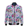 Sugar Skull Skeleton Girly Floral Pattern Print Men's Bomber Jacket-grizzshop