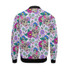 Sugar Skull Skeleton Girly Floral Pattern Print Men's Bomber Jacket-grizzshop