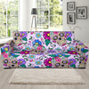 Sugar Skull Skeleton Girly Floral Pattern Print Sofa Covers-grizzshop