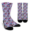 Sugar Skull Skeleton Girly Floral Pattern Print Unisex Crew Socks-grizzshop