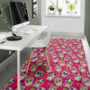 Sugar Skull Skeleton Girly Floral Pirate Pattern Print Floor Mat-grizzshop