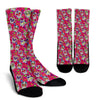 Sugar Skull Skeleton Girly Floral Pirate Pattern Print Unisex Crew Socks-grizzshop