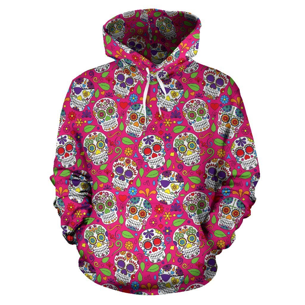 Sugar Skull Skeleton Girly Floral Pirate Pattern Print Women Men Pullover Hoodie-grizzshop