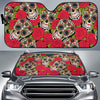 Sugar Skull Skeleton Girly Floral Rose Pattern Print Car Sun Shade-grizzshop