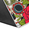 Sugar Skull Skeleton Girly Floral Rose Pattern Print Floor Mat-grizzshop