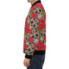 Sugar Skull Skeleton Girly Floral Rose Pattern Print Men's Bomber Jacket-grizzshop