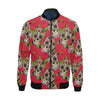 Sugar Skull Skeleton Girly Floral Rose Pattern Print Men's Bomber Jacket-grizzshop