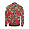 Sugar Skull Skeleton Girly Floral Rose Pattern Print Men's Bomber Jacket-grizzshop