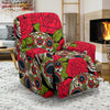 Sugar Skull Skeleton Girly Floral Rose Pattern Print Recliner Cover-grizzshop