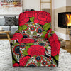 Sugar Skull Skeleton Girly Floral Rose Pattern Print Recliner Cover-grizzshop