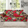 Sugar Skull Skeleton Girly Floral Rose Pattern Print Sofa Covers-grizzshop