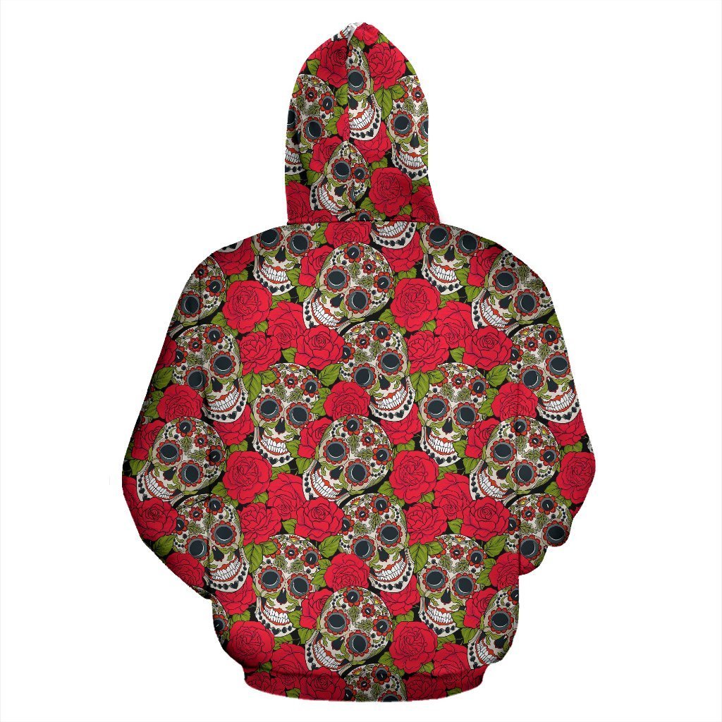 Sugar Skull Skeleton Girly Floral Rose Pattern Print Women Men Pullover Hoodie-grizzshop