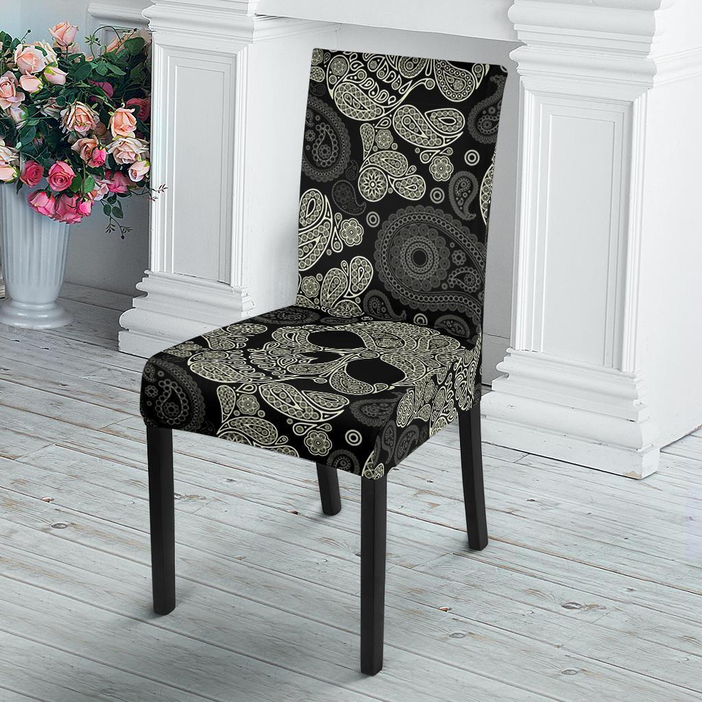 Sugar Skull Skeleton Girly Paisley Pattern Print Chair Cover-grizzshop