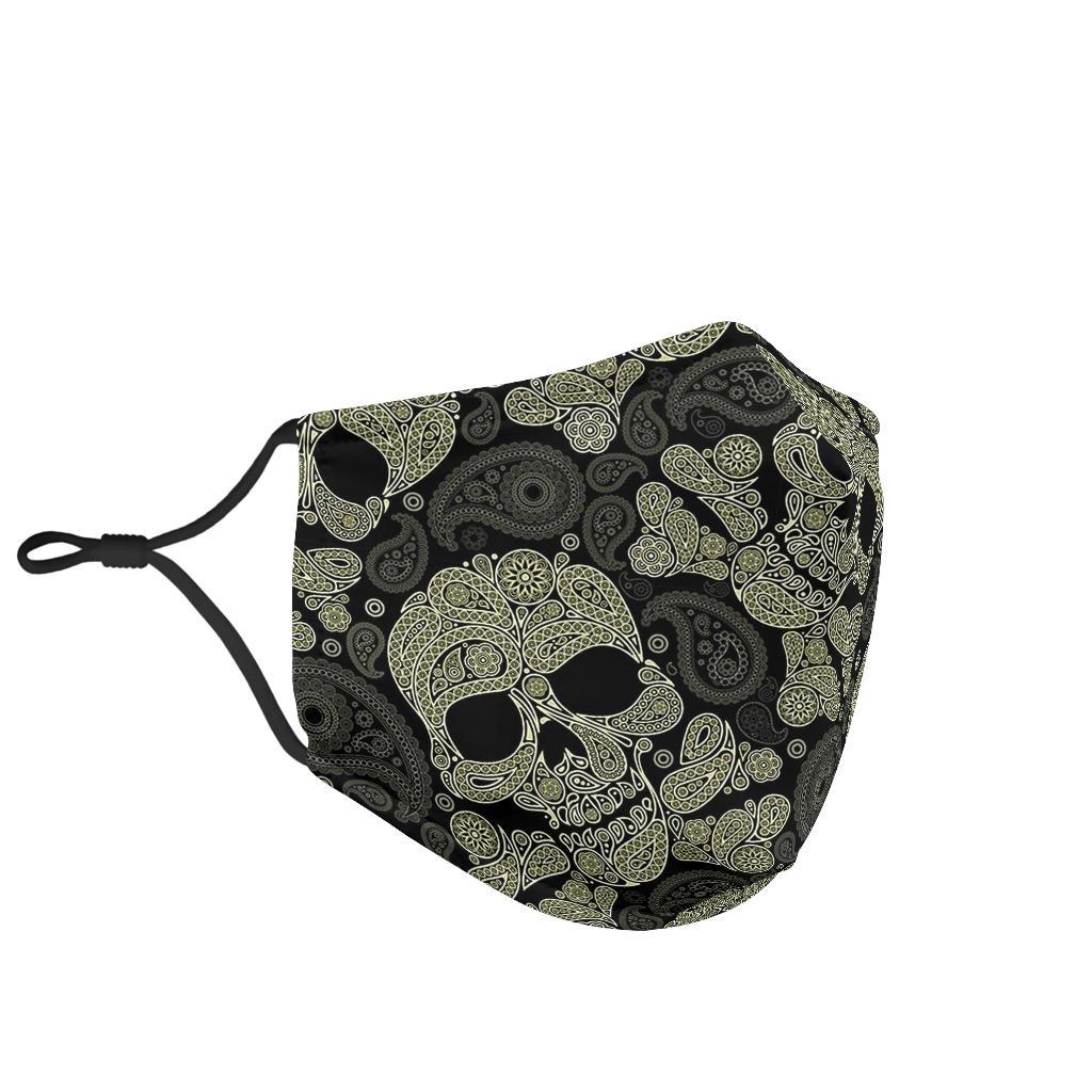 Sugar Skull Skeleton Girly Paisley Pattern Print Face Mask-grizzshop