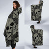 Sugar Skull Skeleton Girly Paisley Pattern Print Hooded Blanket-grizzshop