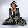 Sugar Skull Skeleton Girly Paisley Pattern Print Hooded Blanket-grizzshop