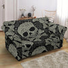 Sugar Skull Skeleton Girly Paisley Pattern Print Loveseat Cover-grizzshop