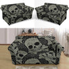 Sugar Skull Skeleton Girly Paisley Pattern Print Loveseat Cover-grizzshop