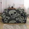 Sugar Skull Skeleton Girly Paisley Pattern Print Loveseat Cover-grizzshop