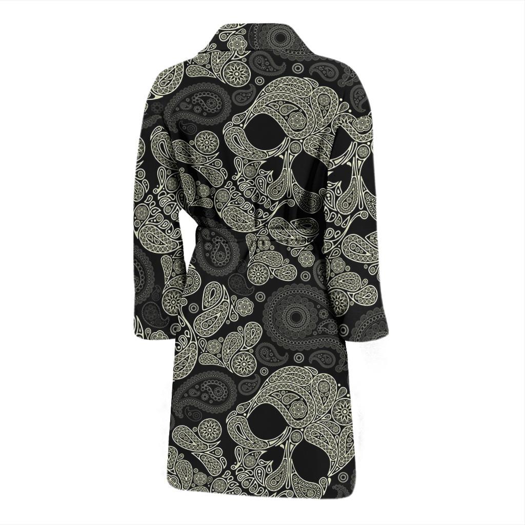 Sugar Skull Skeleton Girly Paisley Pattern Print Men Long Robe-grizzshop