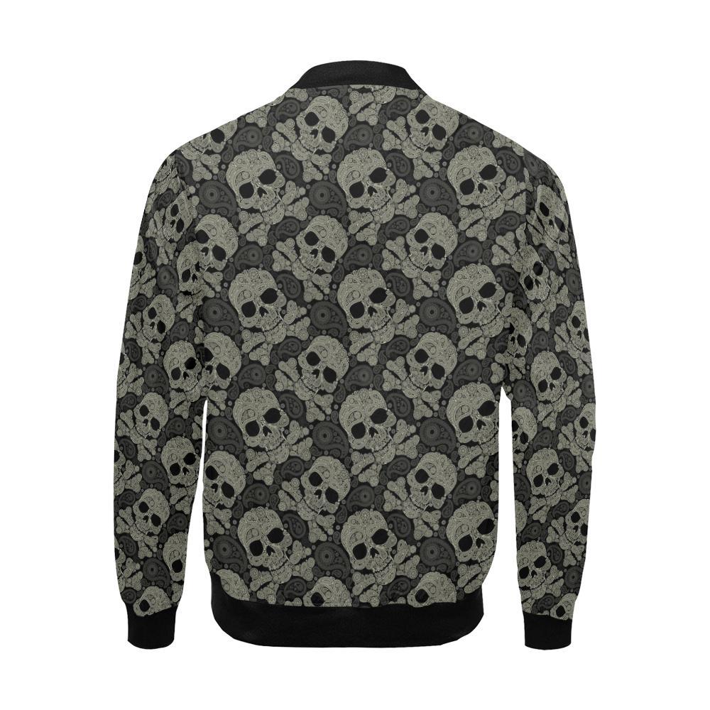 Sugar Skull Skeleton Girly Paisley Pattern Print Men's Bomber Jacket-grizzshop