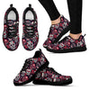 Sugar Skull Skeleton Girly Rose Floral Pattern Print Black Sneaker Shoes For Men Women-grizzshop