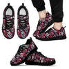 Sugar Skull Skeleton Girly Rose Floral Pattern Print Black Sneaker Shoes For Men Women-grizzshop