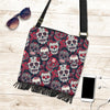 Sugar Skull Skeleton Girly Rose Floral Pattern Print Crossbody Bags-grizzshop