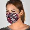 Sugar Skull Skeleton Girly Rose Floral Pattern Print Face Mask-grizzshop