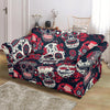 Sugar Skull Skeleton Girly Rose Floral Pattern Print Loveseat Cover-grizzshop