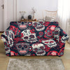 Sugar Skull Skeleton Girly Rose Floral Pattern Print Loveseat Cover-grizzshop