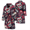 Sugar Skull Skeleton Girly Rose Floral Pattern Print Men Long Robe-grizzshop