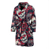 Sugar Skull Skeleton Girly Rose Floral Pattern Print Men Long Robe-grizzshop