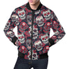 Sugar Skull Skeleton Girly Rose Floral Pattern Print Men's Bomber Jacket-grizzshop